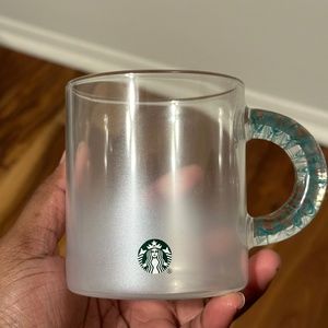 Starbucks Silver Ombré Glass Mug with Marble Handle Holiday 2023